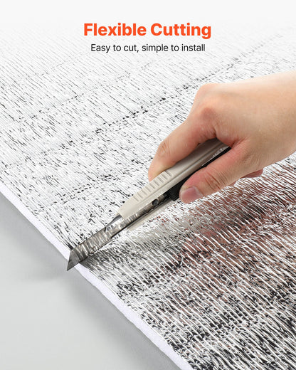 Reflective Insulation Roll, EPE Foam Core Radiant Barrier, 3mm 76.2m x 1.22 m, Aluminum Foil White PE Film Heat Reflective Shield, Thermal Insulation Roll for Garage Door Window RV Roofs