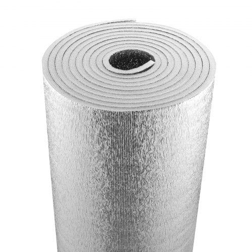 Double Reflective Insulation Roll, Foam Core Radiant Barrier, 15.1mm 48 in x 25 ft, Double-Sided Aluminum Foil EPE Foam Heat Reflective Shield, Thermal Insulation Roll for Window RV Roof