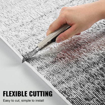 Double Reflective Insulation Roll, Foam Core Radiant Barrier, 15.1mm 48 in x 25 ft, Double-Sided Aluminum Foil EPE Foam Heat Reflective Shield, Thermal Insulation Roll for Window RV Roof