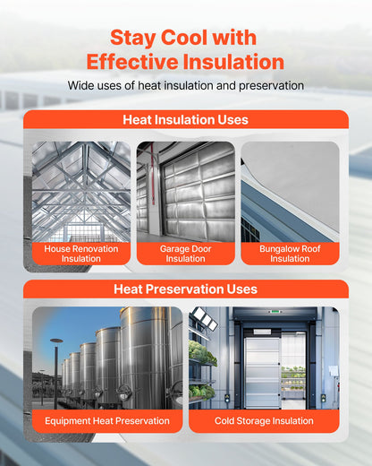 Double Reflective Insulation Roll, Perforated Woven Fabric Radiant Barrier, 0.15mm 76.2m x 1.22m, Double-Sided Aluminum Foil Heat Reflective Shield, Thermal Insulation Roll for Window RV Roof