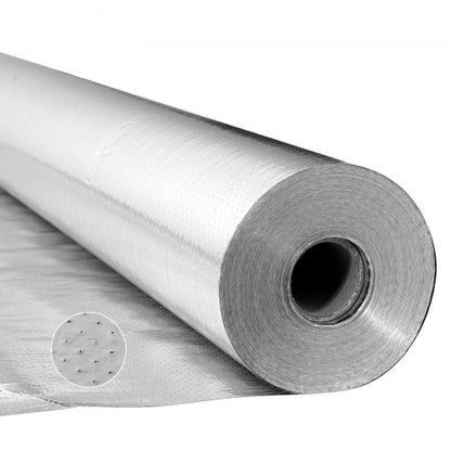 Double Reflective Insulation Roll, Perforated Woven Fabric Radiant Barrier, 0.15mm 38.1 m x 1.22 m, Double-Sided Aluminum Foil Heat Reflective Shield, Thermal Insulation Roll for Window RV Roof