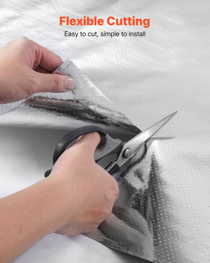 Double Reflective Insulation Roll, Perforated Woven Fabric Radiant Barrier, 0.15mm 38.1 m x 1.22 m, Double-Sided Aluminum Foil Heat Reflective Shield, Thermal Insulation Roll for Window RV Roof