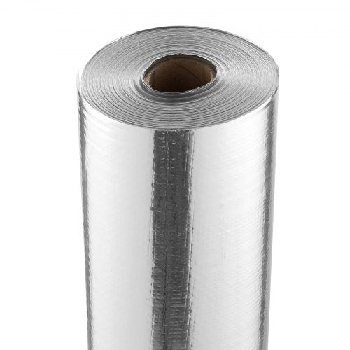 Double Reflective Insulation Roll, Woven Fabric Radiant Barrier, 6.5 Mil 48 in x 250 ft, Aluminum Foil PE Woven Cloth Heat Reflective Shield, Thermal Insulation Roll for Window RV Roof