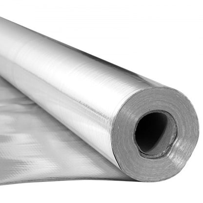 Double Reflective Insulation Roll, Non-Perforated Woven Fabric Radiant Barrier, 0.15mm 38.1m x 1.22m, Double-Sided Aluminum Foil Heat Reflective Shield, Thermal Insulation Roll for Window Roof