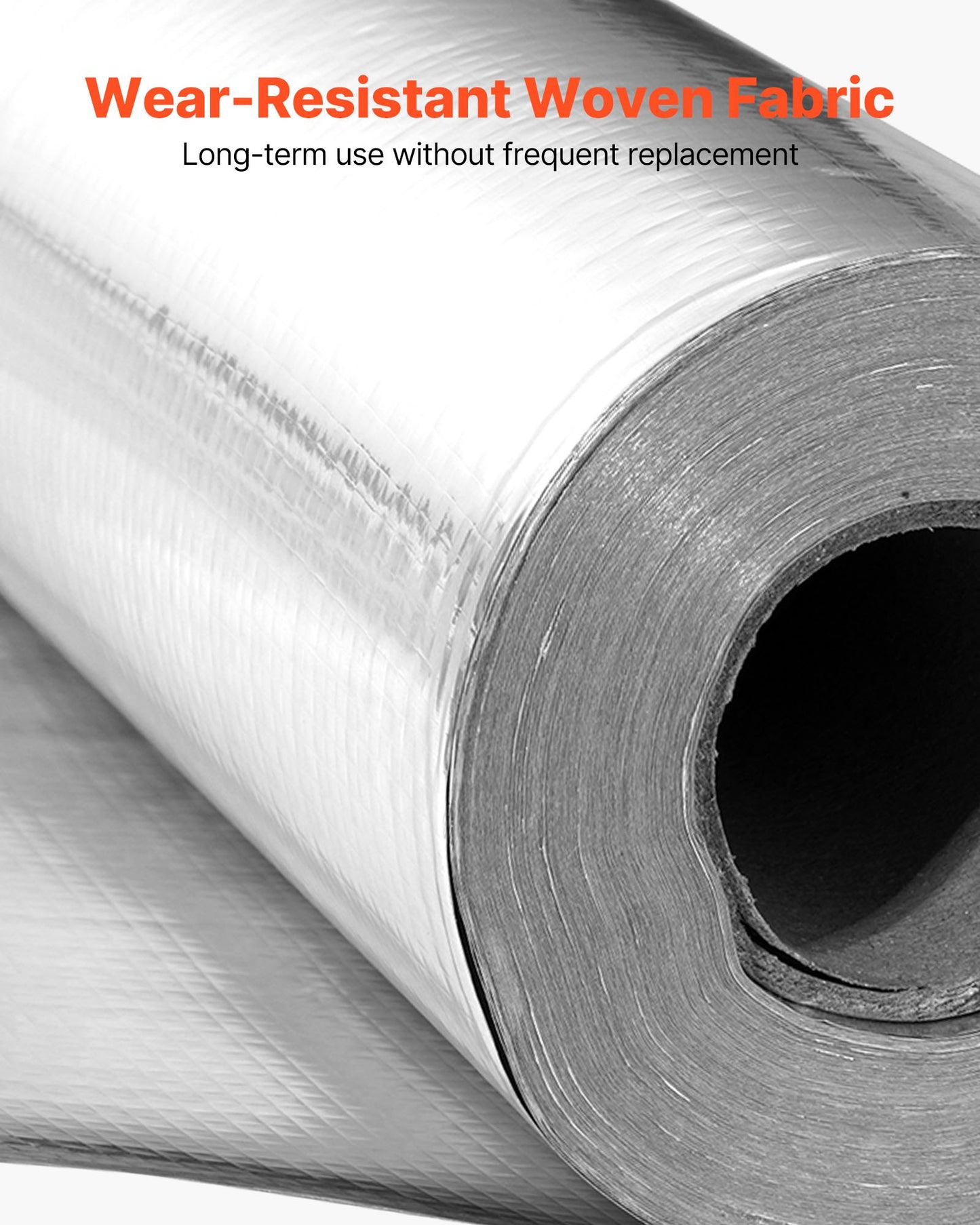 Double Reflective Insulation Roll, Non-Perforated Woven Fabric Radiant Barrier, 0.15mm 38.1m x 1.22m, Double-Sided Aluminum Foil Heat Reflective Shield, Thermal Insulation Roll for Window Roof