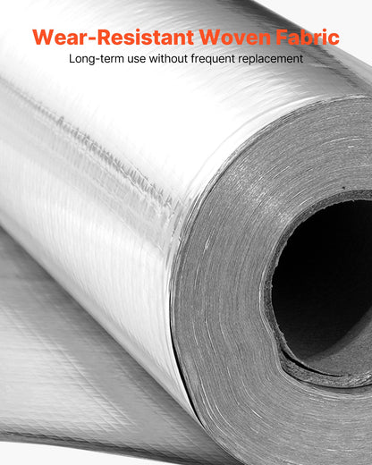 Double Reflective Insulation Roll, Non-Perforated Woven Fabric Radiant Barrier, 0.15mm 38.1m x 1.22m, Double-Sided Aluminum Foil Heat Reflective Shield, Thermal Insulation Roll for Window Roof