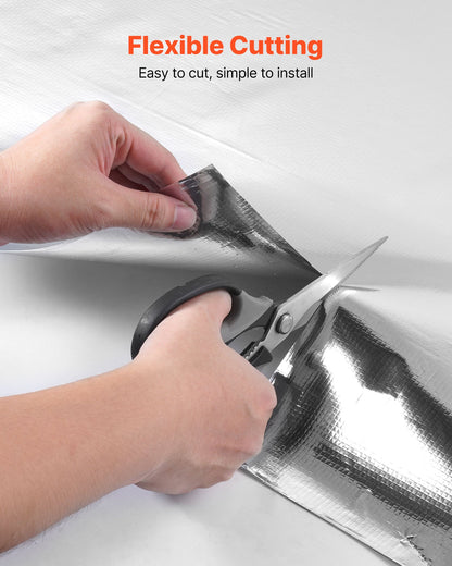 Double Reflective Insulation Roll, Non-Perforated Woven Fabric Radiant Barrier, 0.15mm 38.1m x 1.22m, Double-Sided Aluminum Foil Heat Reflective Shield, Thermal Insulation Roll for Window Roof