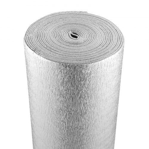 Double Reflective Insulation Roll, Foam Core Radiant Barrier, 3.2 mm 24 in x 25 ft, Double-Sided Aluminum Foil EPE Foam Heat Reflective Shield, Thermal Insulation Roll for Window RV Roof