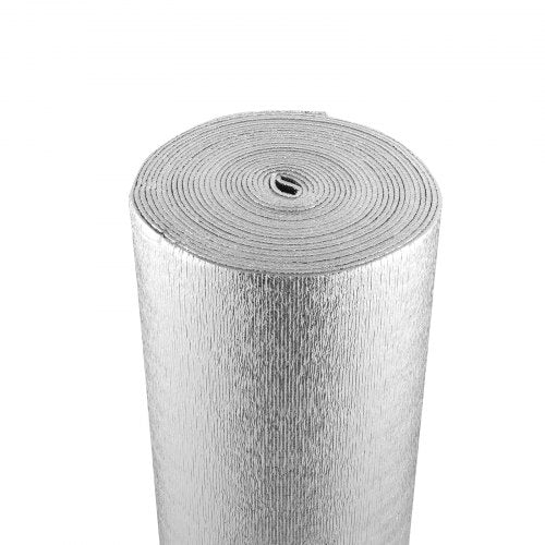 Double Reflective Insulation Roll, Foam Core Radiant Barrier, 5.5mm 48 in x 50 ft, Double-Sided Aluminum Foil EPE Foam Heat Reflective Shield, Thermal Insulation Roll for Window RV Roof