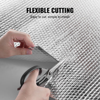 Dubbelreflekterande isoleringsrulle, luftbubbelfilm strålningsbarriär, 3,2 mm 48 tum x 10 fot, dubbelsidig aluminiumfolie bubbelvärmereflekterande sköld, värmeisoleringsrulle för fönster husbilstak