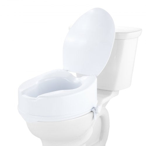 Raised Toilet Seat, 6" Height Raised, 300 lbs Weight Capacity, Universal Toilet Seat Riser, Screw Rod Locking, with Toilet Seat, for Elderly, Handicap, Patient, Pregnant, Medical