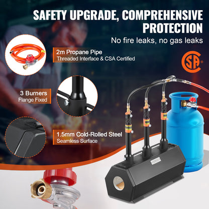 Portable Propane Forge, 3 Burner Farrier Forge, 2600℉ Tool and Knife Making Blacksmithing Gas Forge, Large Capacity Hexagon Cold-Rolled Steel Gas Forging Tools and Equipment for Metal Forging