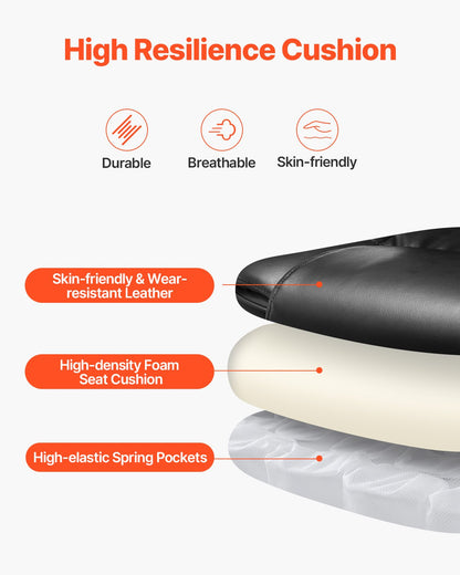 Executive Chair, High Back Office Chair with Footrest and Lumbar Pillow, Ergonomic Desk Chair 135° Recline & Adjustable Height, PU Leather Swivel Rolling Chair for Work, Study, Game, Black