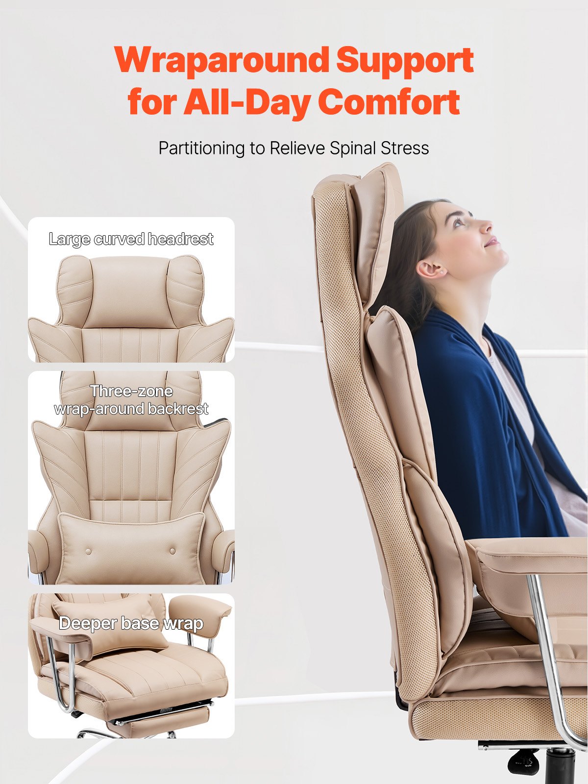 Executive Office Chair, High Back Chair with Footrest and Removable Armrests, Ergonomic Desk Chair High-Resilience Foam Cushion, PU Leather Swivel Rolling Chair for Work, Study, Game, Brown