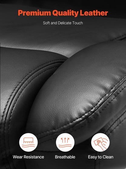Executive Chair, Kontorsstol med hög rygg och vredstyrt svankstöd, Ergonomisk skrivbordsstol Justerbar lutning och höjd, Snurrstol i PU-läder med rullfunktion för arbete, studier, spel, Svart