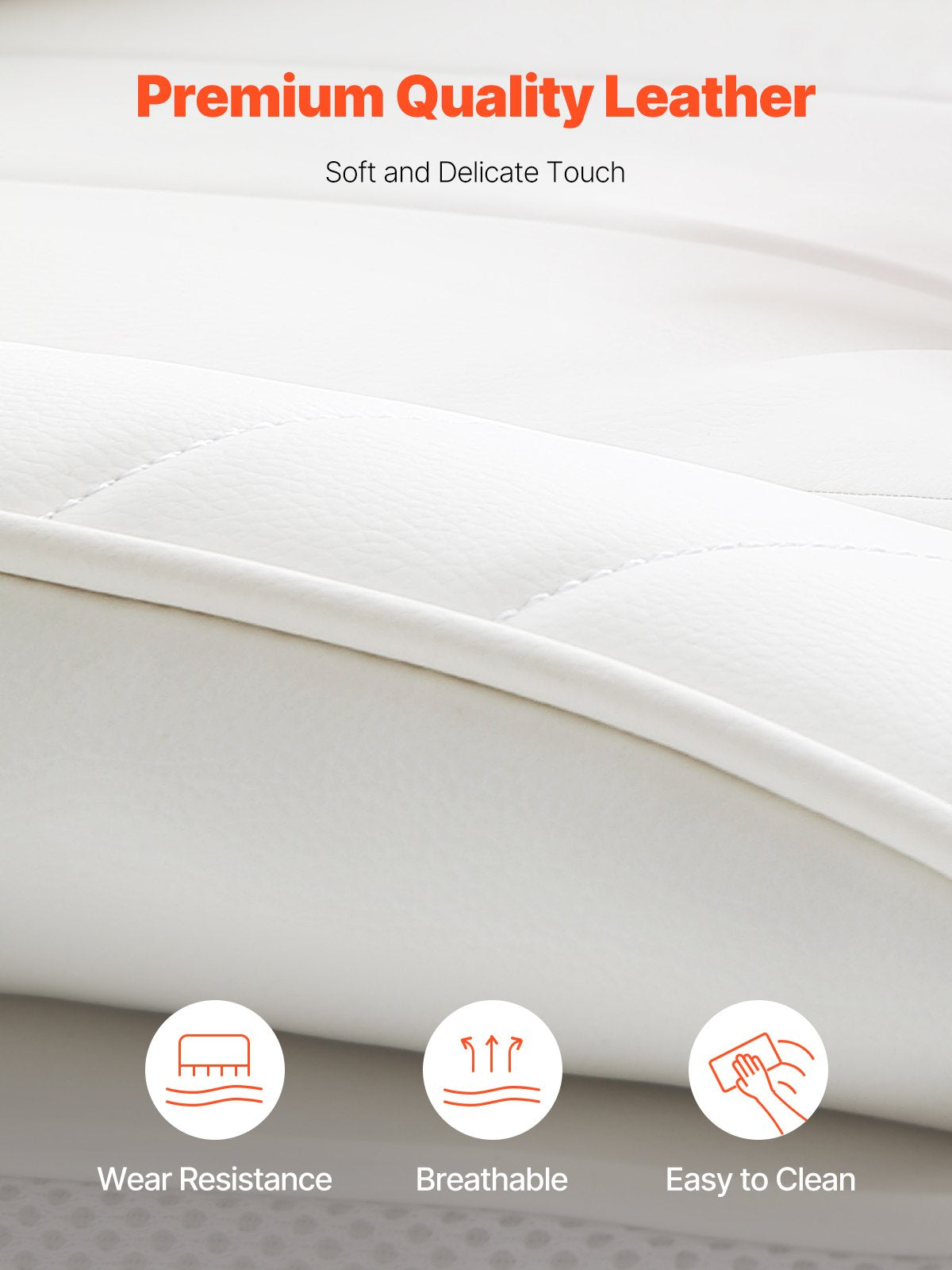 Reclining Office Chair with Footrest, Heavy Duty PU Leather Wide Office Chair, Big and Tall Executive Office Chairs with Lumbar Support, Strong Metal Base Quiet Wheels, White