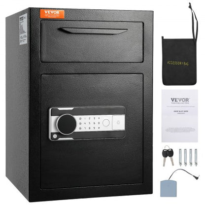 2.5 Cub Depository Safe, Deposit Safe with Drop Slot, Electronic Code Lock and 2 Emergency Keys, 20.27'' x 13.97'' x 13.97'' Business Drop Slot Safe for Cash, Mail in Home, Hotel, Office