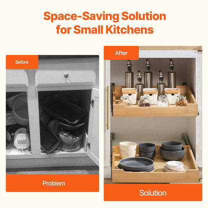 Pull Out Cabinet Organizer, 20"W x 21"D Cabinet Drawer, Soft Close Slide out Shelf, Heavy-Duty Sliding Wood Drawer, Bottom and Side Assembly Base Cabinet Organization for Kitchen Pantry Bathroom