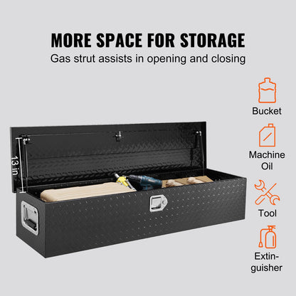 121.9x38.1x38.1 cm Heavy Duty Aluminum Bar Tread Tool Box for Pick Up Truck Bed