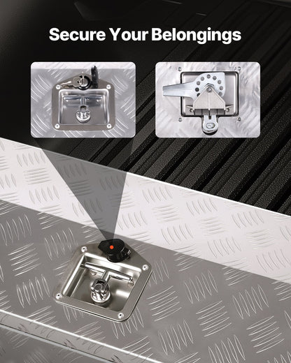 Verktygslåda i kraftigt aluminiumflak, ränderpläterad verktygslåda med sidohandtag och T-låsnycklar, förvaringslåda för släpvagn, pickup, husbil, 762 x 330,2 x 330,2 mm, silver