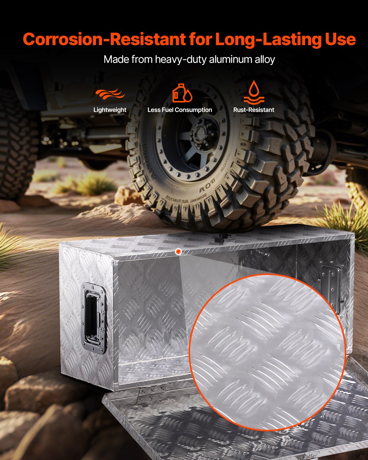 Heavy Duty Aluminum Truck Bed Tool Box, Stripes Plated Tool Box with Side Handle and Lock Keys, Storage Toolbox Chest Organizer for Trailer, Pickup, RV, 30"x13"x9.6"(762x330.2x243.84mm), Silver