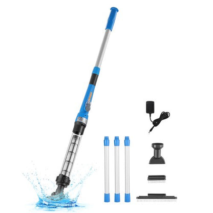 Pool Vacuum, 8.5 GPM Handheld Cordless Hot Tub Vacuum with Extension Pole, for Deep Cleaning & Strong Suction, Rechargeable Pool Cleaner, Running up to 1Hour, for Above Ground/Inground Pool Spas