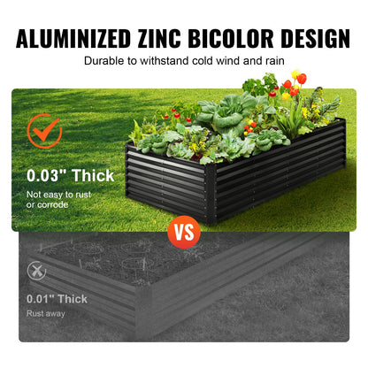 Raised Garden Bed,94.5x 47.2 x 23.6 inch Galvanized Metal Planter Box, Outdoor Planting Boxes with Open Base, for Growing Flowers/Vegetables/Herbs in Backyard/Garden/Patio/Balcony, Dark Gray