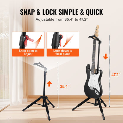 Tripod Guitar Stand Floor-Standing Foldable 900-1200 mm (35.4-47.2 in) Adjustable Height