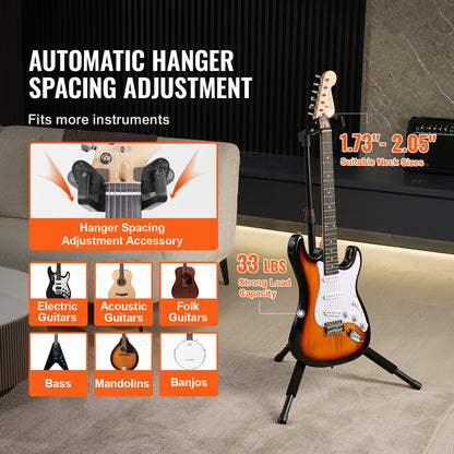 Tripod Guitar Stand Floor-Standing Foldable 900-1200 mm (35.4-47.2 in) Adjustable Height