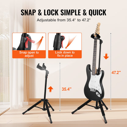 Tripod Guitar Stand Floor-Standing Foldable 900-1200 mm (35.4-47.2 in) Adjustable Height
