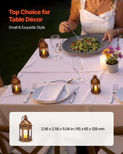 12 st dekorativa ljuslyktor, LED elektriska flamlösa ljus, plast LED-hållare med glas, vägghängande inomhusverandalyktor för bröllopsbordsfest bondgårdsdekor inomhusdekor, brons