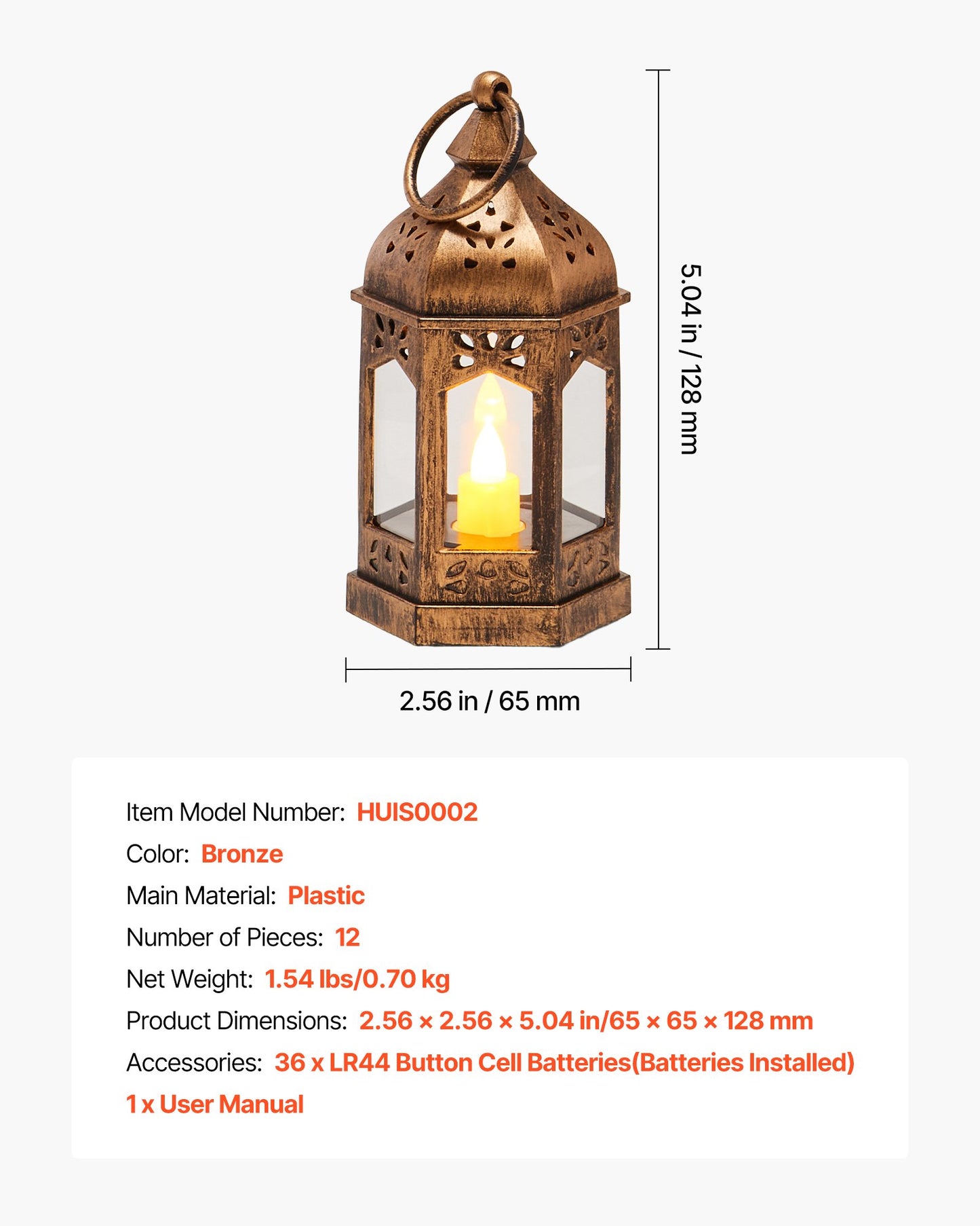 12 st dekorativa ljuslyktor, LED elektriska flamlösa ljus, plast LED-hållare med glas, vägghängande inomhusverandalyktor för bröllopsbordsfest bondgårdsdekor inomhusdekor, brons