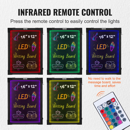 LED Message Writing Board 40.6x30.5 cm Illuminated Erasable Lighted Chalkboard