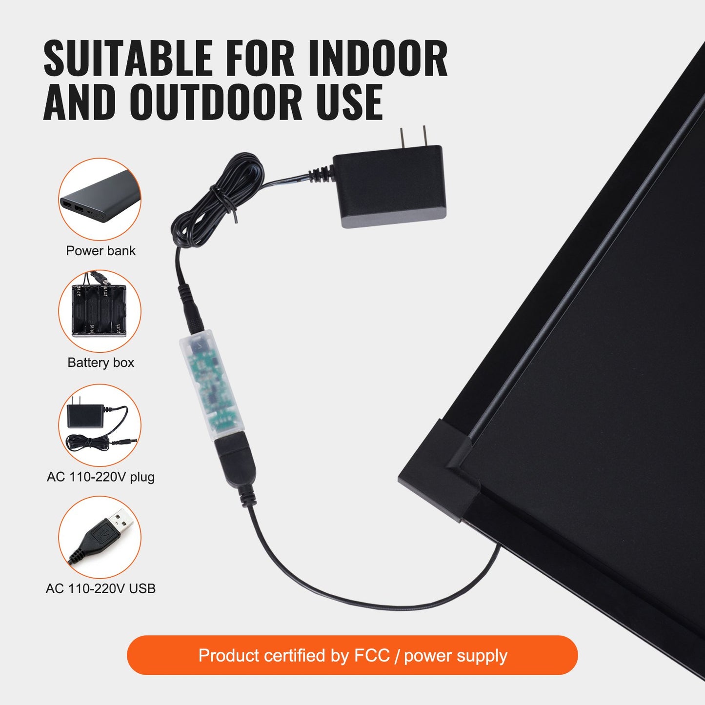 LED-skrivtavla, 24 x 16 tums upplyst raderbar svart tavla, menyskylt med neoneffekt, ritbord med 8 fluorescerande kritpennor och fjärrkontroll, testad enligt UL-standarder