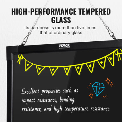 LED-skrivtavla, 24 x 16 tums upplyst raderbar svart tavla, menyskylt med neoneffekt, ritbord med 8 fluorescerande kritpennor och fjärrkontroll, testad enligt UL-standarder