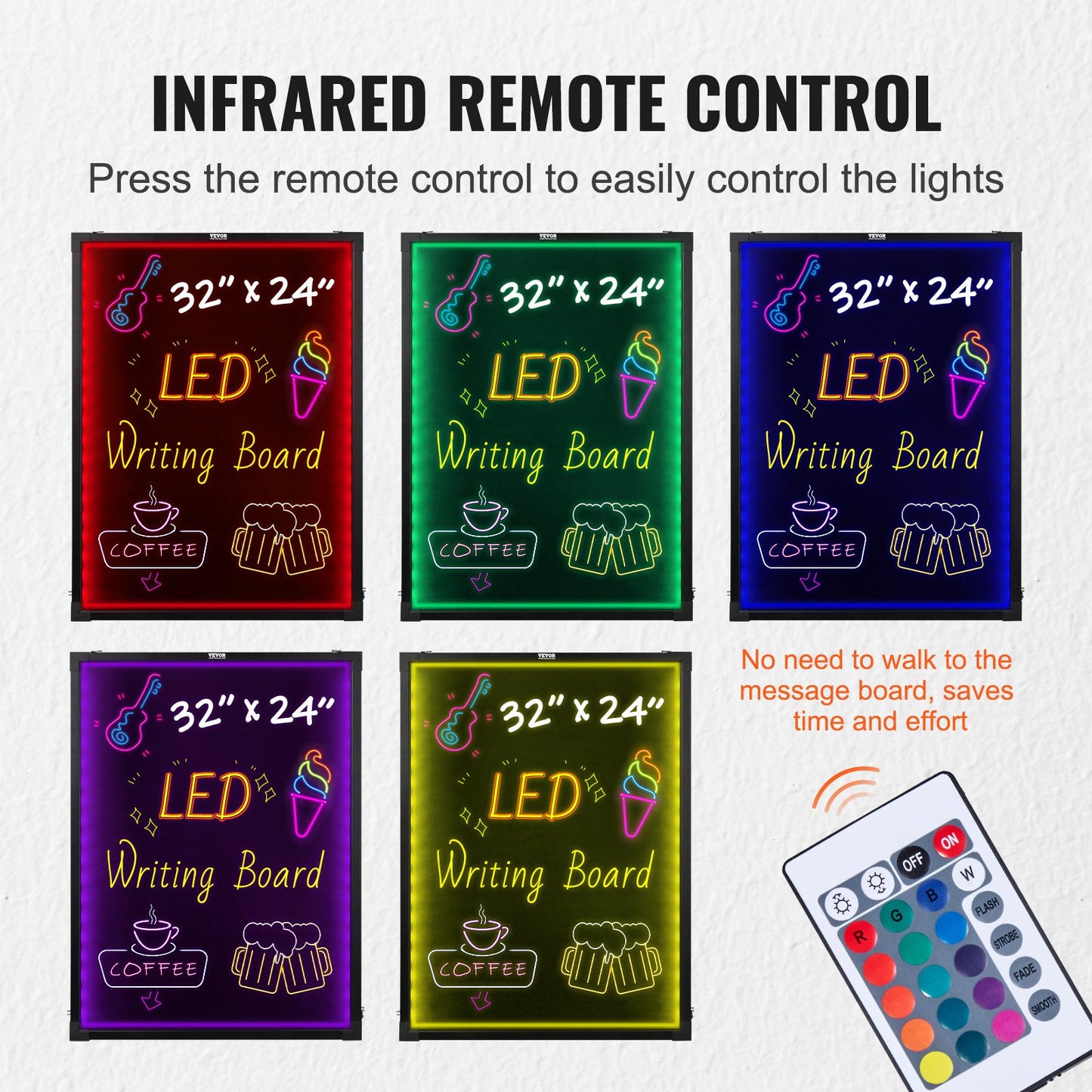 LED Message Writing Board 81.3x61 cm Illuminated Erasable Lighted Chalkboard