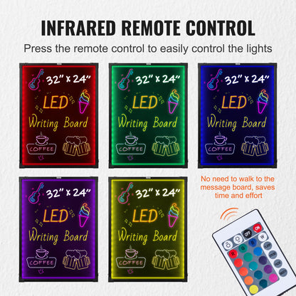 LED Message Writing Board 81.3x61 cm Illuminated Erasable Lighted Chalkboard