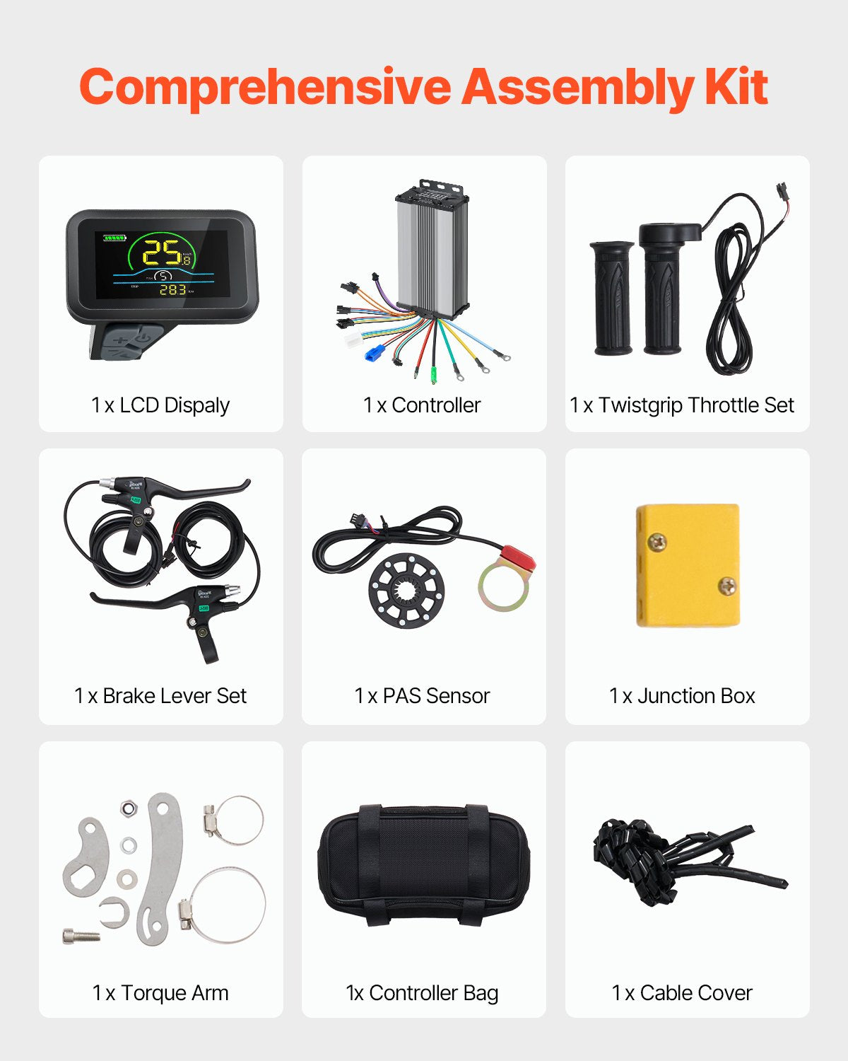 1000W elcykelkonverteringskit, 48V 420rpm 26" framhjulsnavmotorkit för elcykel med uppgraderad hastighetsregulator, gasreglage, LCD-display och PAS-system för racercykel