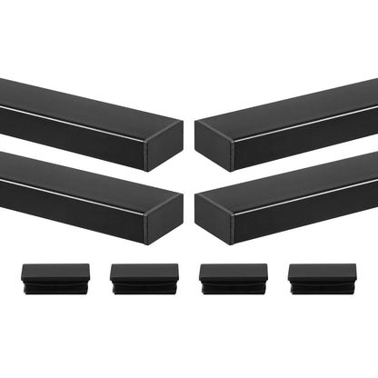 4 Pack 198 cm Stainless Steel Handrail, Rectangular Top Stair Deck Hand Rail for Outdoor/Indoor Steps with End Cap,Matte Black Coating Adjustable Metal Stair Rail for Cable Railing Kit