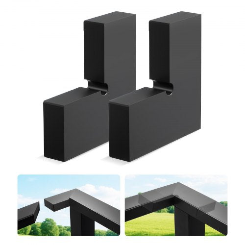 2 Pack Corner Connectors for Handrail, Extension Stair Railing Accessories, POM Hand Rail Connector Fittings for Rectangular Cable Railing, Deck Cable Rail System Outdoor, Matte Black, HT-05