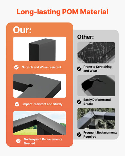 2 Pack Corner Connectors for Handrail, Extension Stair Railing Accessories, POM Hand Rail Connector Fittings for Rectangular Cable Railing, Deck Cable Rail System Outdoor, Matte Black, HT-05