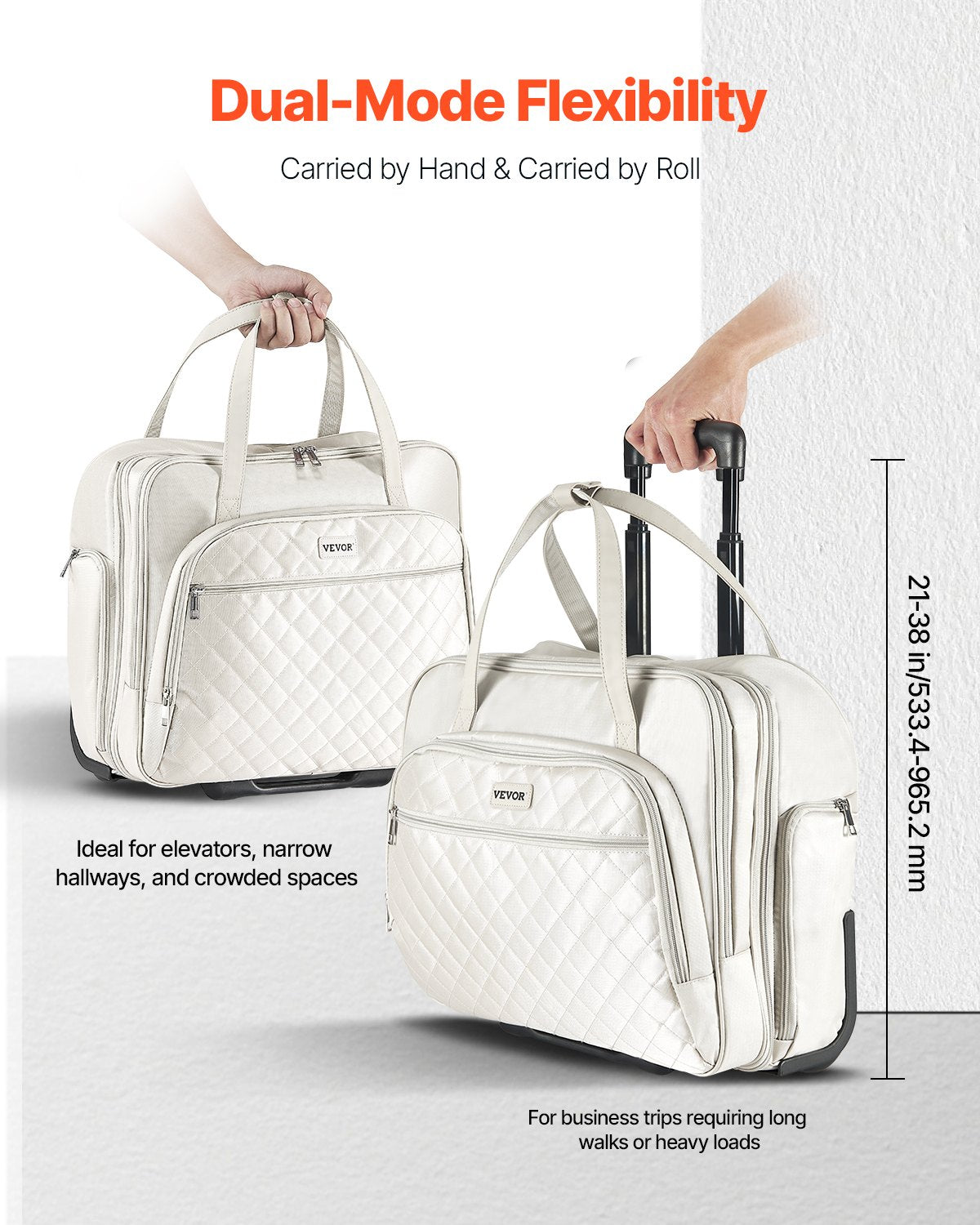 Rullande datorväska 15,6 tum (39,6 cm) datorväska med hjul för resor kvinnor män