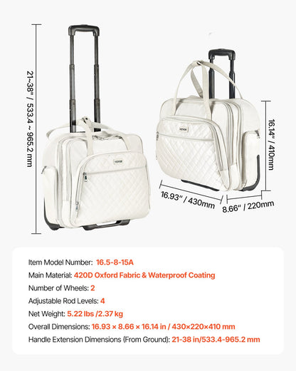 Rullande datorväska 15,6 tum (39,6 cm) datorväska med hjul för resor kvinnor män