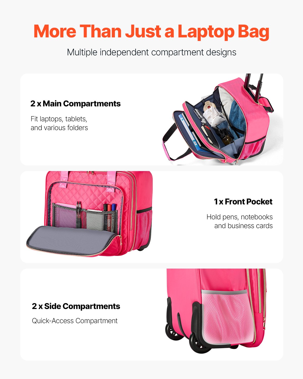 Rolling Laptop Bag 17,3 inch (43,9 cm) Wheeled Computer Bag for Travel Women Men