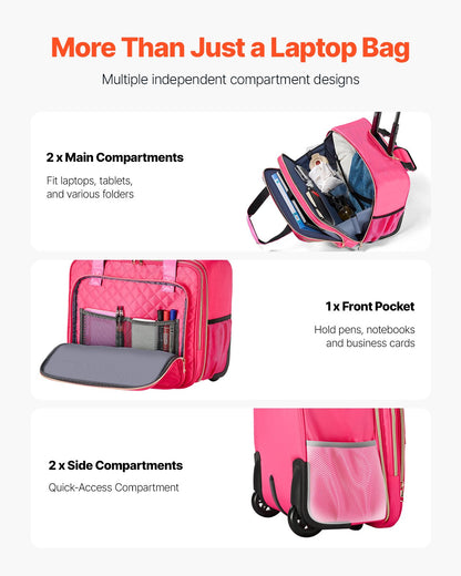 Rolling Laptop Bag 17,3 inch (43,9 cm) Wheeled Computer Bag for Travel Women Men