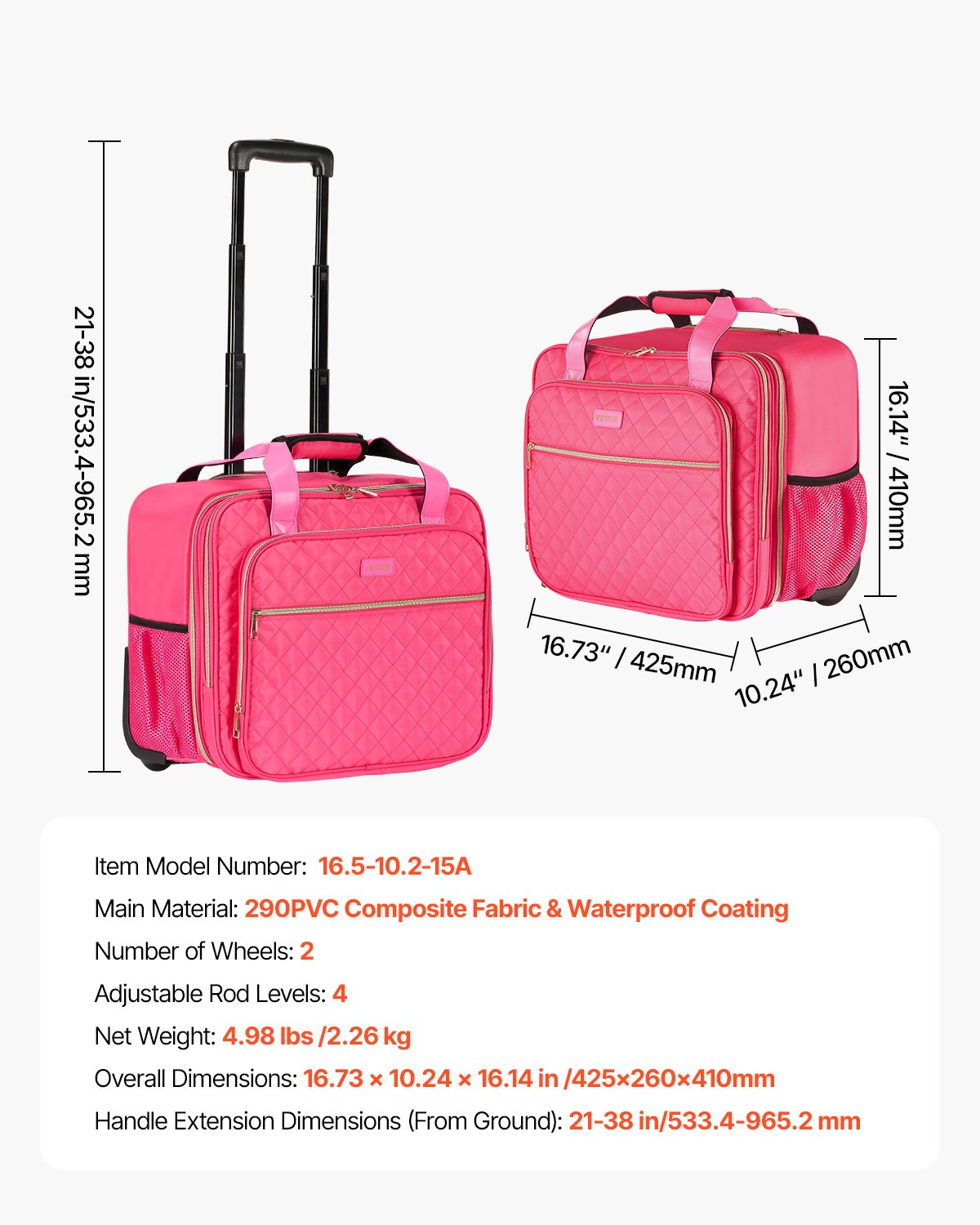 Rolling Laptop Bag 17,3 inch (43,9 cm) Wheeled Computer Bag for Travel Women Men