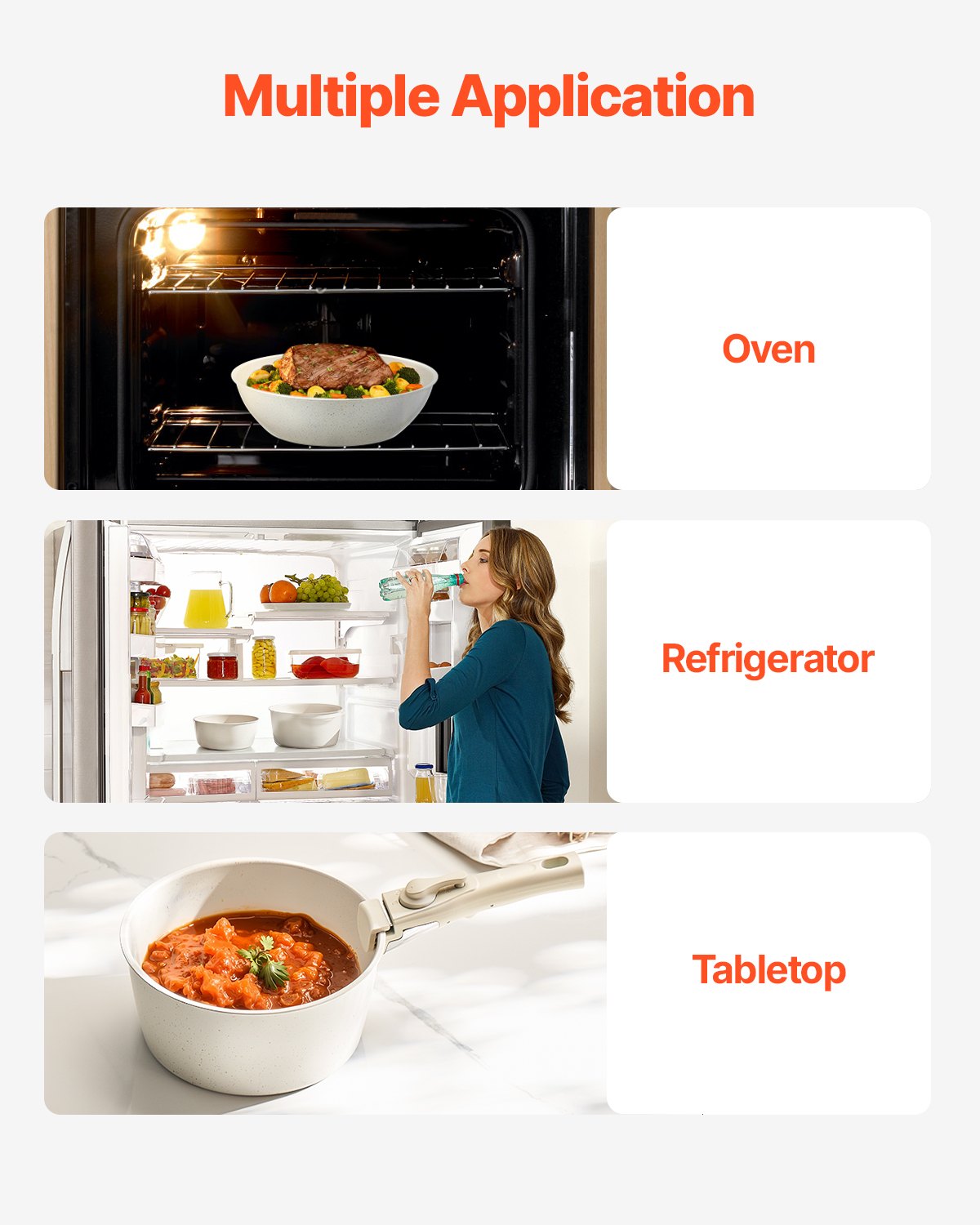 17-delat set med kastruller och stekpannor, non-stick, kokkärl med avtagbart handtag, platsbesparande induktionskokkärlsset, kokkärl för husbil och husvagn, med stekning, sås och sauté, lock i härdat glas, ugnssäker, vit