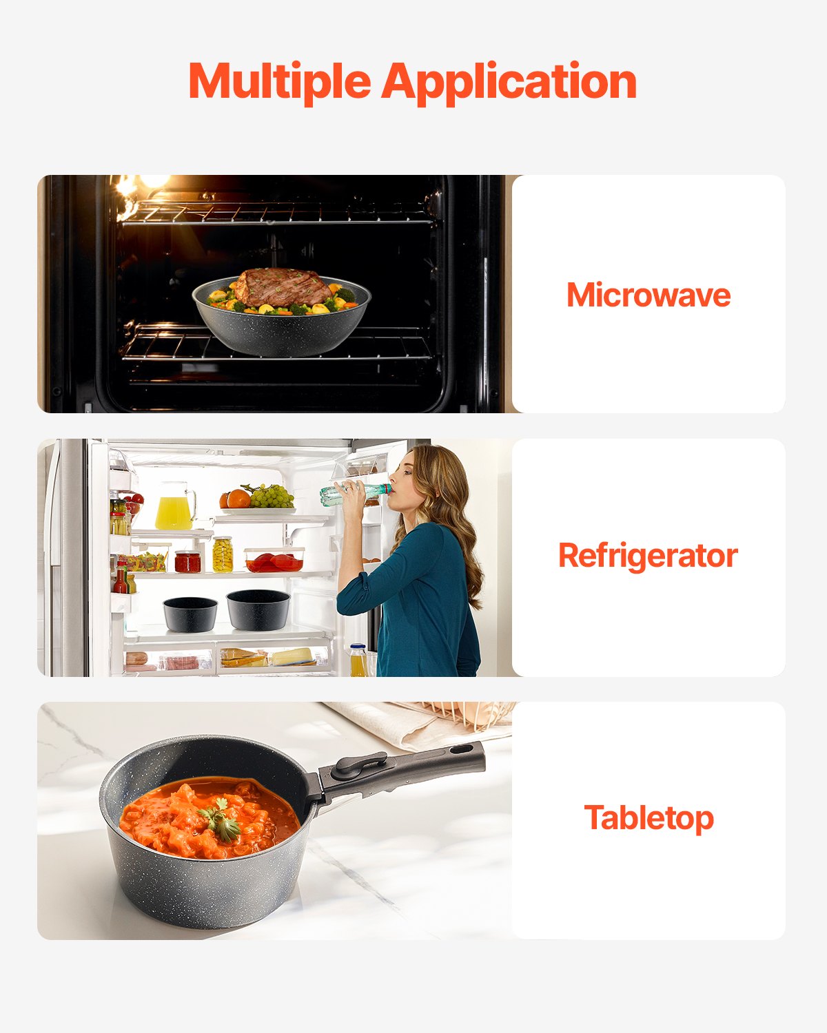 17 Piece Pots and Pans Set, Granite Nonstick Detachable Handle Cookware, Space Saving Induction Cookwares, Kitchen RV Cooking Sets with Frying, Sauce, Saute, Tempered Glass Lid, Oven Safe, Black