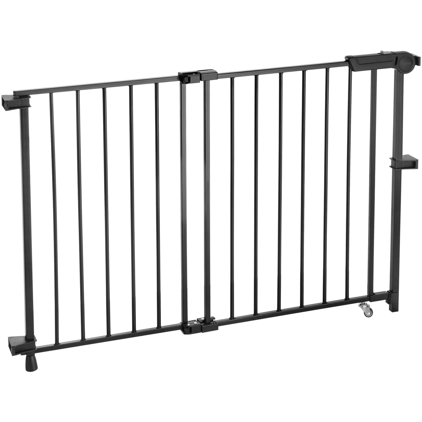 Baby Gate, 29.5-43 Inches Adjustable Width, 28 Inches High Dog Gate, No Threshold Bar, Easy Step Walk Thru, for Child Pet Security, with Screws, One-Hand Open, for Stairs and Doorways, Black
