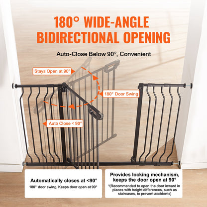 Baby Gate, 29.5"-51" Extra Wide, 30" High, Dog Gate for Stairs Doorways and House, Easy Step Walk Thru Auto Close Child Gate Pet Security Gate with Pressure Mount Kit and Wall Mount Kit, Black